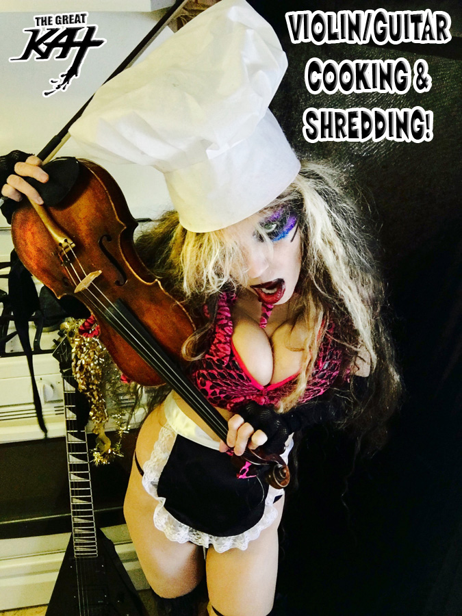 VIOLIN/GUITAR COOKING & SHREDDING! From "CHEF GREAT KAT COOKS RUSSIAN CAVIAR AND BLINI WITH RIMSKY-KORSAKOV" VIDEO!