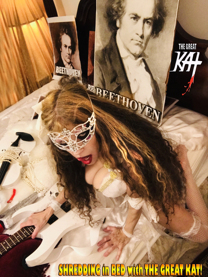 SHREDDING IN BED with THE GREAT KAT! THE GREAT KAT'S BEETHOVEN'S EROICA SYMPHONY for GUITAR and SYMPHONY ORCHESTRA! RECORDING AND MUSIC VIDEO! CELEBRATE BEETHOVEN'S 250TH BIRTHDAY-DEC 16, 2020-with THE GREAT KAT REINCARNATION of BEETHOVEN! 