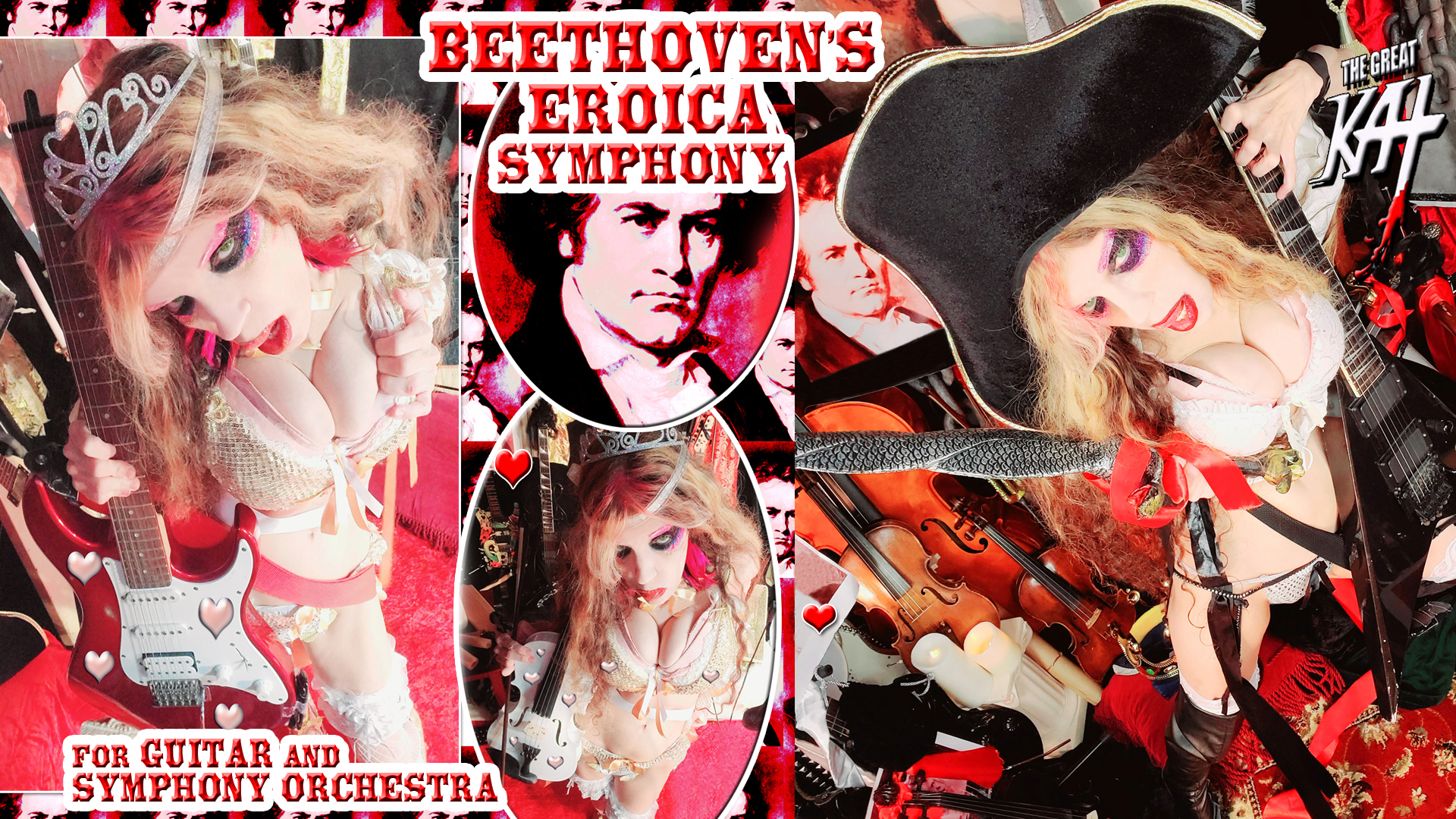 THE GREAT KAT'S BEETHOVEN'S EROICA SYMPHONY for GUITAR and SYMPHONY ORCHESTRA MUSIC VIDEO!RECORDING AND MUSIC VIDEO! CELEBRATE BEETHOVEN'S 250TH BIRTHDAY-DEC 16, 2020-with THE GREAT KAT REINCARNATION of BEETHOVEN!