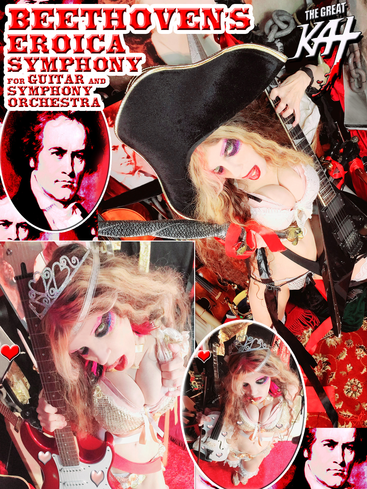 THE GREAT KAT'S BEETHOVEN'S EROICA SYMPHONY for GUITAR and SYMPHONY ORCHESTRA MUSIC VIDEO!RECORDING AND MUSIC VIDEO! CELEBRATE BEETHOVEN'S 250TH BIRTHDAY-DEC 16, 2020-with THE GREAT KAT REINCARNATION of BEETHOVEN!