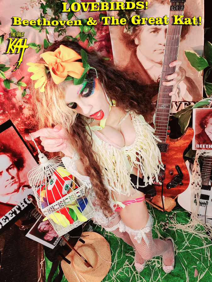 LOVEBIRDS! THE GREAT KAT'S BEETHOVEN'S FR ELISE for GUITAR, VIOLIN and PIANO! RECORDING AND MUSIC VIDEO! CELEBRATE BEETHOVEN'S 250TH BIRTHDAY-DEC 16, 2020-with THE GREAT KAT REINCARNATION of BEETHOVEN!  