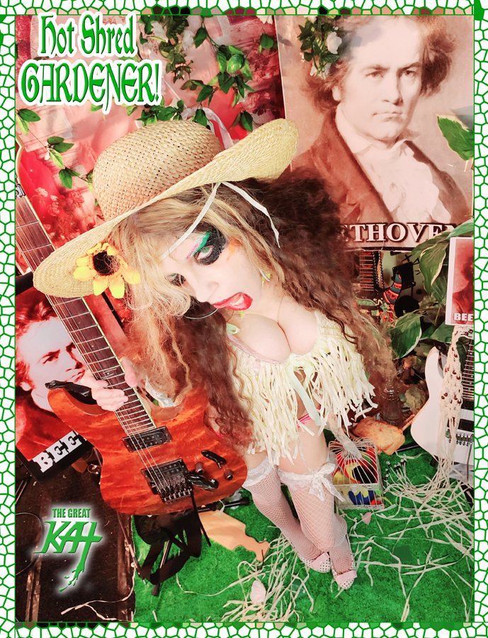 HOT SHRED GARDENER! THE GREAT KAT'S BEETHOVEN'S FR ELISE for GUITAR, VIOLIN and PIANO! RECORDING AND MUSIC VIDEO! CELEBRATE BEETHOVEN'S 250TH BIRTHDAY-DEC 16, 2020-with THE GREAT KAT REINCARNATION of BEETHOVEN!  