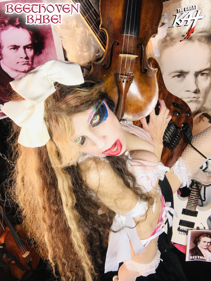 BEETHOVEN BABE! THE GREAT KAT'S BEETHOVEN'S RAZUMOVSKY STRING QUARTET for GUITAR AND STRING QUARTET! THE GREAT KAT'S "BEETHOVEN'S MINUET in G for GUITAR, VIOLIN and PIANO" SINGLE! RECORDING AND MUSIC VIDEO! CELEBRATE BEETHOVEN'S 250TH BIRTHDAY-DEC 16, 2020-with THE GREAT KAT REINCARNATION of BEETHOVEN! 