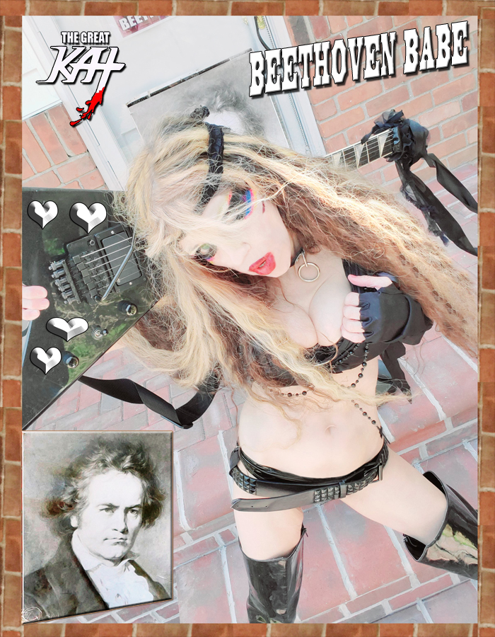 BEETHOVEN BABE! THE GREAT KAT'S BEETHOVEN'S RAZUMOVSKY STRING QUARTET for GUITAR AND STRING QUARTET! THE GREAT KAT'S "BEETHOVEN'S MINUET in G for GUITAR, VIOLIN and PIANO" SINGLE! RECORDING AND MUSIC VIDEO! CELEBRATE BEETHOVEN'S 250TH BIRTHDAY-DEC 16, 2020-with THE GREAT KAT REINCARNATION of BEETHOVEN! 