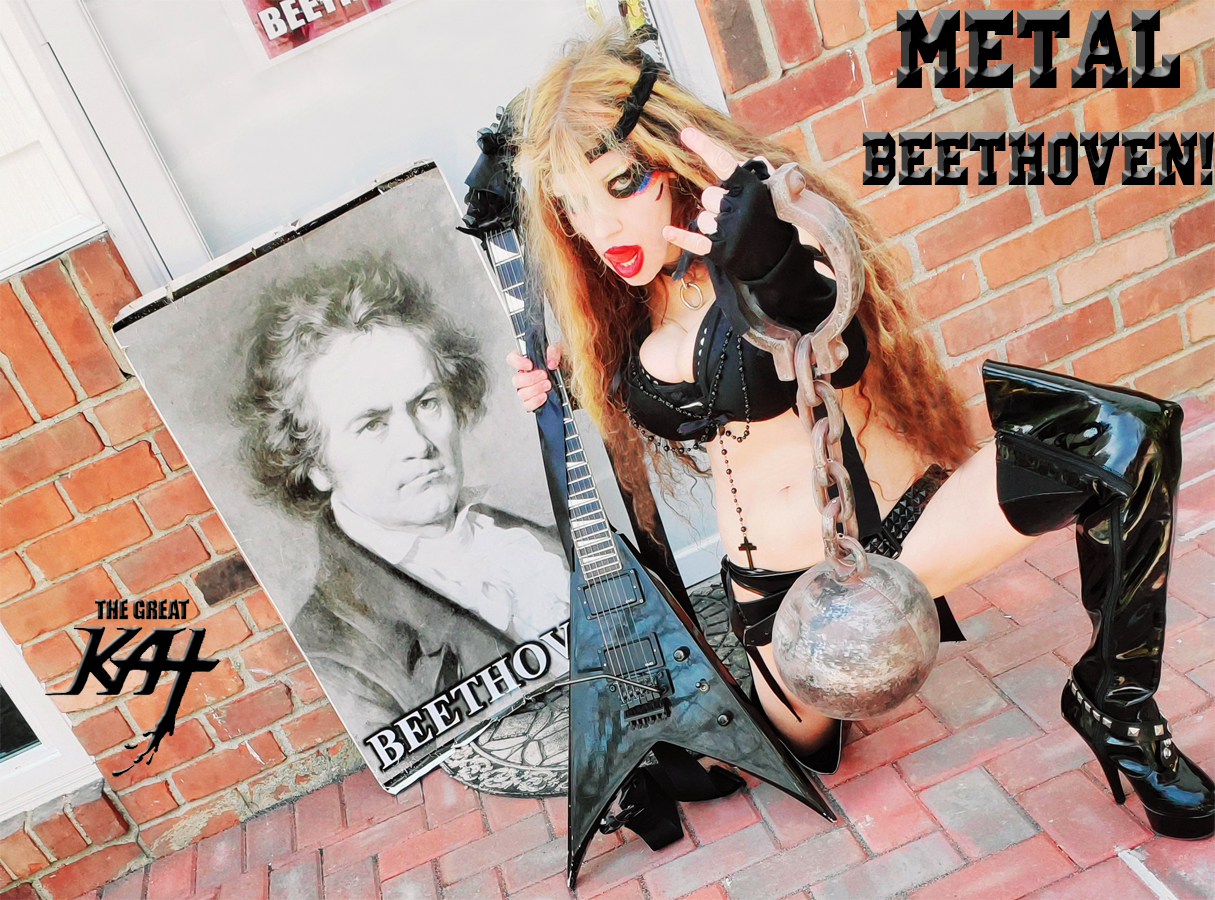 METAL BEETHOVEN! THE GREAT KAT'S BEETHOVEN'S RAZUMOVSKY STRING QUARTET for GUITAR AND STRING QUARTET! THE GREAT KAT'S "BEETHOVEN'S MINUET in G for GUITAR, VIOLIN and PIANO" SINGLE! RECORDING AND MUSIC VIDEO! CELEBRATE BEETHOVEN'S 250TH BIRTHDAY-DEC 16, 2020-with THE GREAT KAT REINCARNATION of BEETHOVEN! 