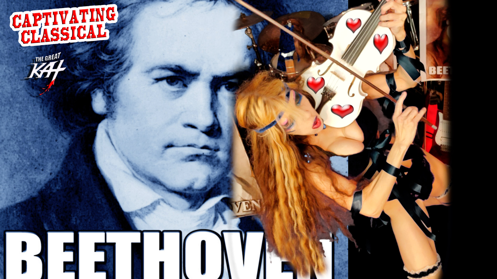 CAPTIVATING CLASSICAL! BEETHOVEN'S VIOLIN CONCERTO for GUITAR AND VIOLIN! From NEW BEETHOVEN RECORDING AND MUSIC VIDEO! CELEBRATE BEETHOVEN'S 250TH BIRTHDAY-DEC 16, 2020-with THE GREAT KAT REINCARNATION of BEETHOVEN! 