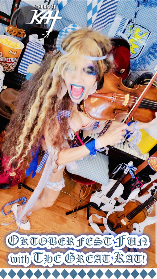 OKTOBERFEST FUN with THE GREAT KAT! THE GREAT KAT'S BRINDISI WALTZ FOR VIOLIN AND PIANO (The Drinking Song) Recording & Music Video