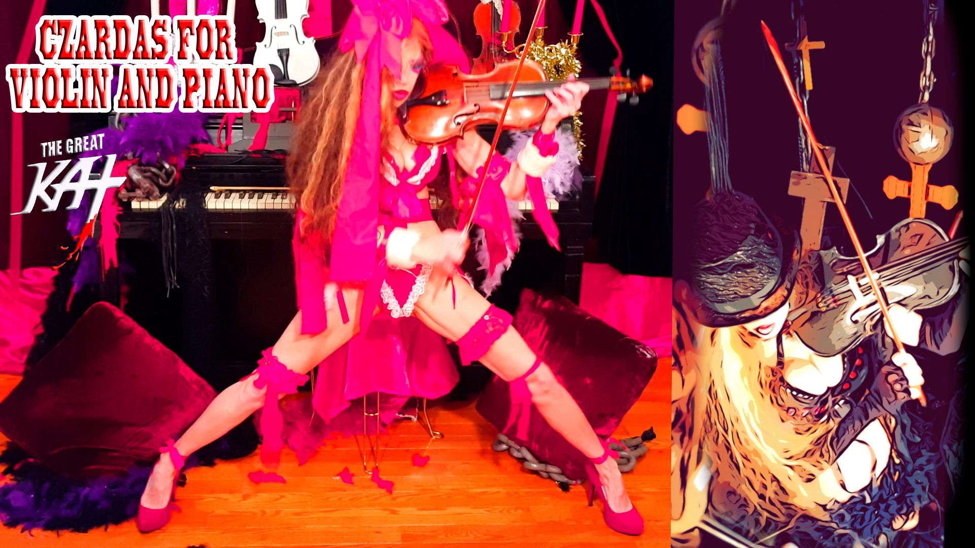 The Great Kat's "CZARDAS for VIOLIN AND PIANO" MUSIC VIDEO!!!