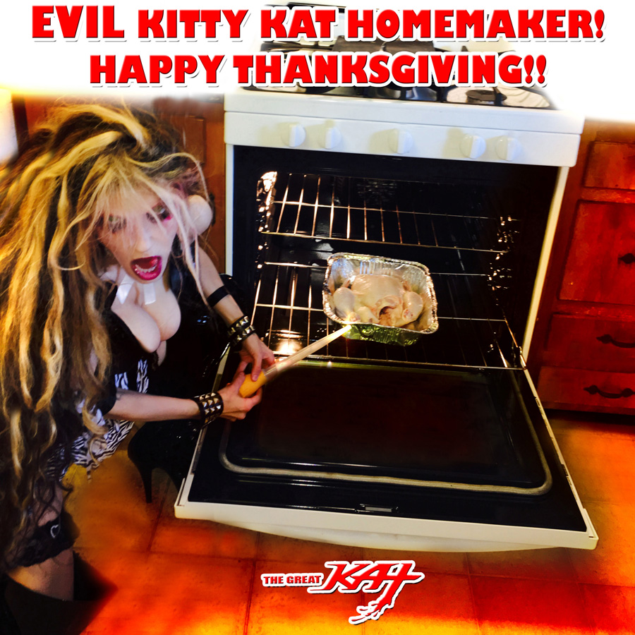 KITTY KAT at HOME! EVIL KITTY KAT HOMEMAKER! HAPPY THANKSGIVING!! 